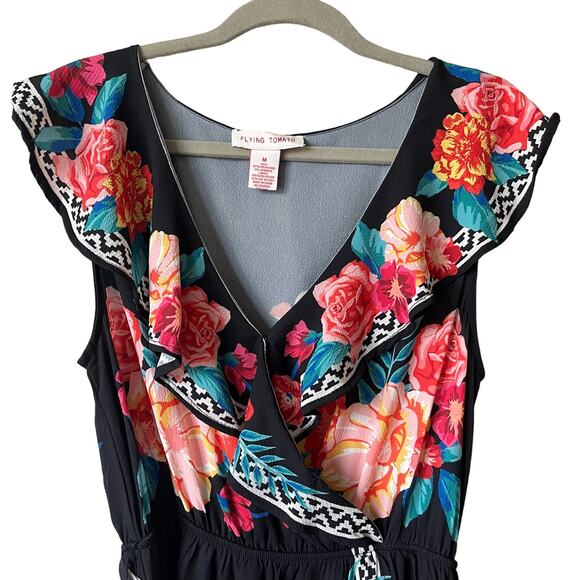 Flying Tomato Floral Ruffle Asymmetrical Maxi Dress Size M - Picture 5 of 9